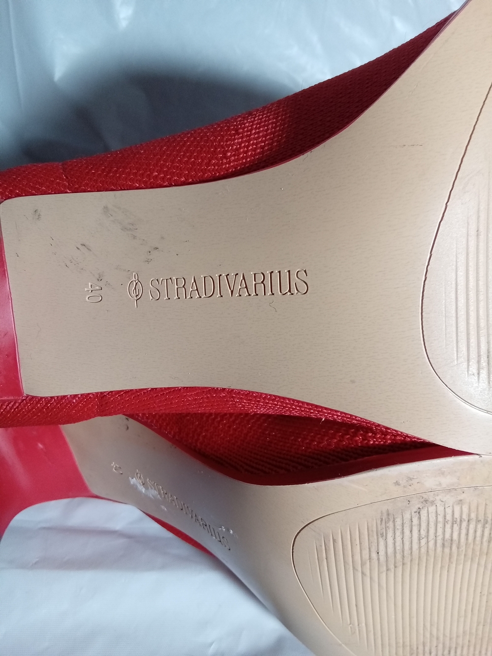 Stradivarius Red Knit Sock Ankle‎ Boots - Picture 6 of 6